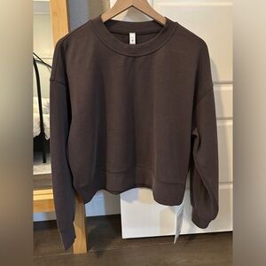 Lululemon Ribbed Softstreme Perfectly Oversized Cropped Crew - Size 8 (Espresso)